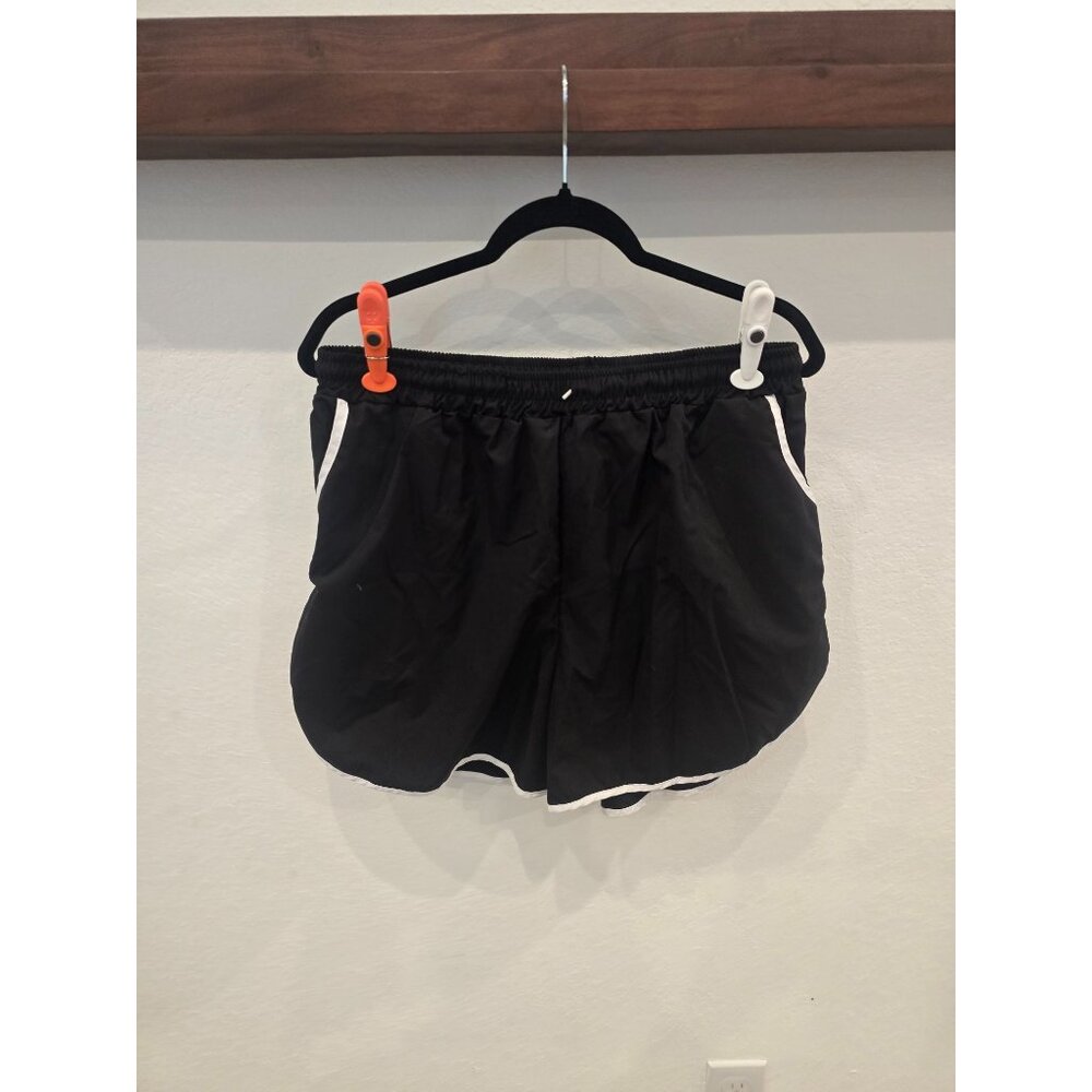 Black Athletic Shorts With White Trim Size XL Lightweight & Comfortable
